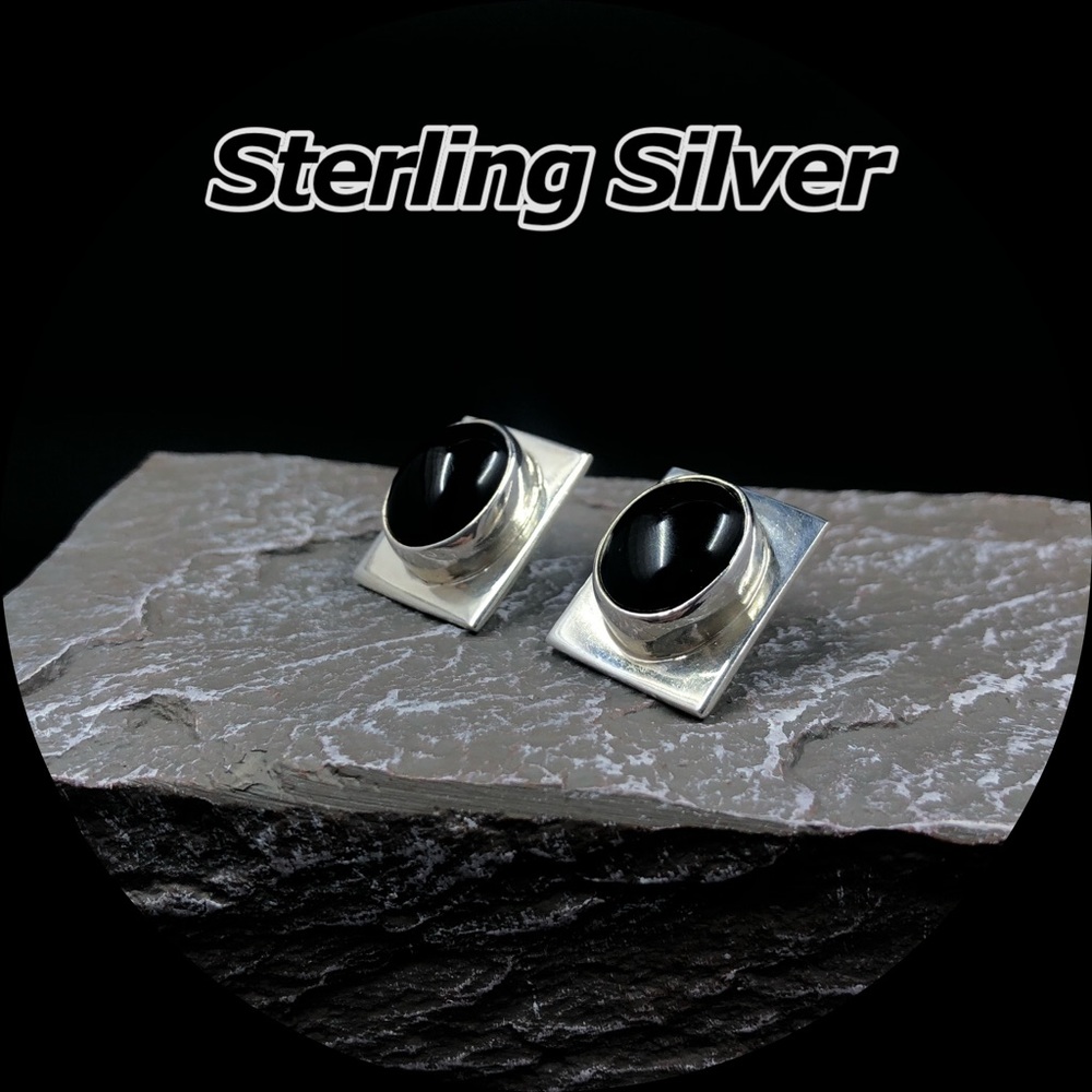 Sterling Silver and Onyx Earrings